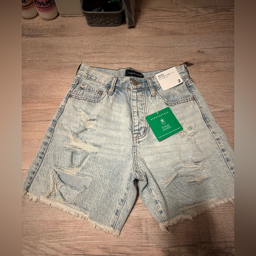 Aeropostale Light Blue Ripped Denim Shorts